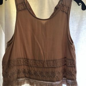 Tan embellished crop top